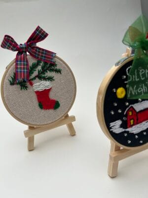 Embroidered Hoop Art - Christmas Stocking
