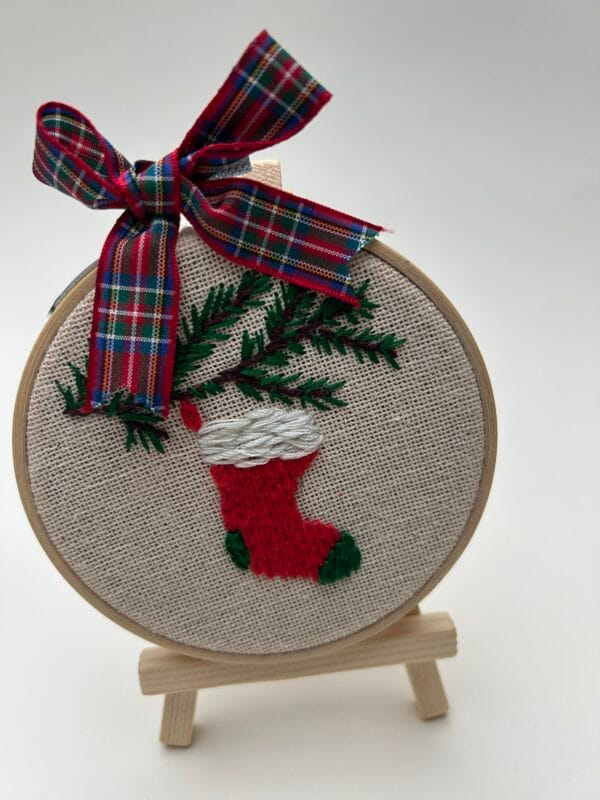 Embroidered Hoop Art - Christmas Stocking